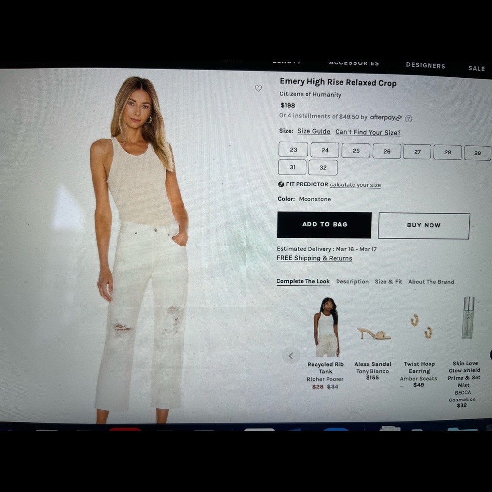 citizen of humanity white crop jean